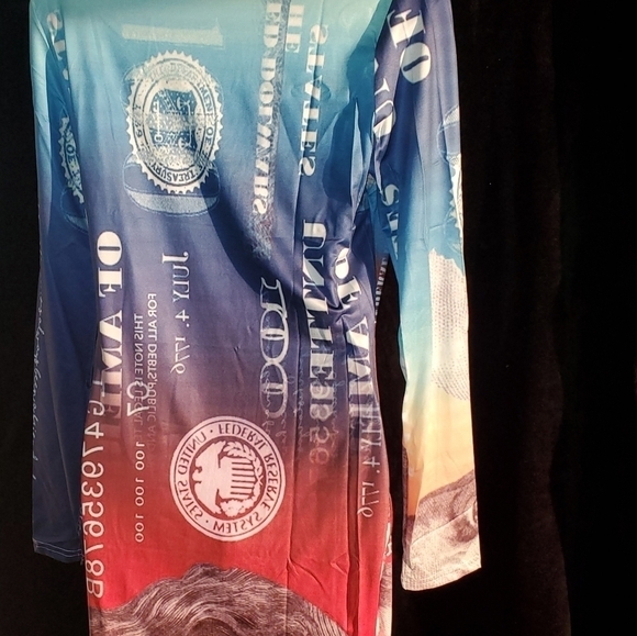 Women blue and red Benjamin Franklin Long-sleeved Midi Dresses. Sizes M and L. - Picture 5 of 6